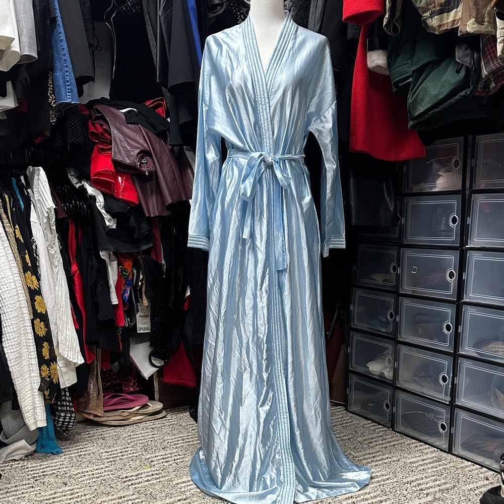 Elegant Blue Women's Robe-Vintage